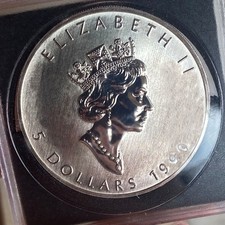 CANADA 1 ONCIA OZ 1990 ARGENTO SILVER PURO 999 FONDI A SPECCHIO UNC