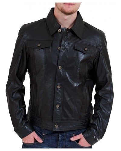 Giacca uomo vera - pelle, nera