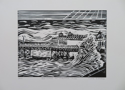 Stampa linocut big wave - stampa,
