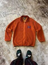 Giacca sherpa pile Napapijri vintage outdoor bandiera logo arancione uomo taglia M