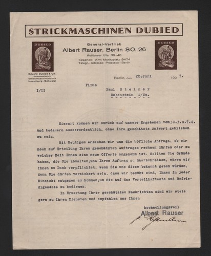Berlino lettera 1927 - berlino,,