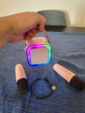 Kit Mini Karaoke 2 Microfoni Wireless Con Luci Led Bluetooth 