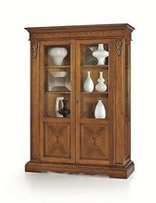 MOBILE VETRINA LIBRERIA INTARSIATA 2 ANTEBASSANO LEGNO MASSELLO