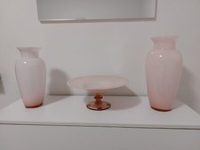  Murano XL 2 Grandi Vaso Vetro Rosa 51cm Modernariato Design + Alzatina