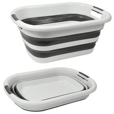 MAURY'S VASCHETTA PIEGHEVOLE IN SILICONE DA 40 LT COLORE BIANCO E GRIGIO