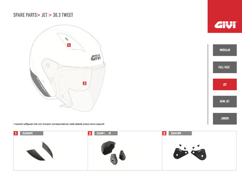 Z2460bxsvr givi ricambio prese - z2460bxsvr,