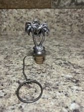Tappo sughero bottiglia vino palma vintage catena peltro con anello WTU Wine Things