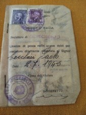 Licenza Di Pesca 1943 Di Vercelli Regno d'Italia 