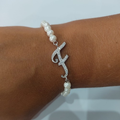 Bracciale perle 4mm lettera - bracciale, di