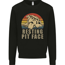 Maglione Felpa Uomo Riposo Pit Bull Face Divertente Cane Cucciolo