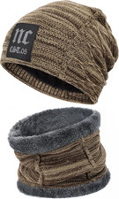 Uomo Donna Invernali Cappello in Maglia E Sciarpa Con Fodera in Pile, Cappelli E