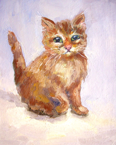 Zenzero gatto dipinto - , olio