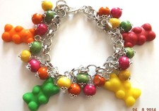 Bracciale orsetti gommosi in fimo  e perline in legno idea regalo Natale