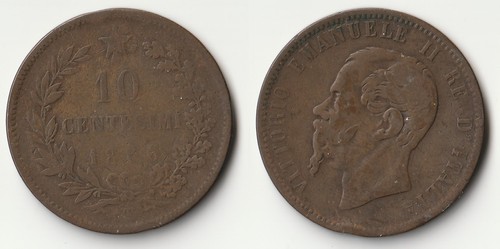Moneta centesimi 1866 t - 10,