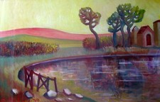 Dipinto autentico olio su tavola - Edoardo De Lucia - Riflessi - 60x40 cm