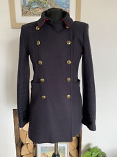 Giacca cappotto Zara blu misto lana stile militare doppiopetto bordo rosso - Medium