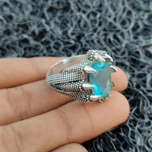 Anello uomo topazio blu - , fatto