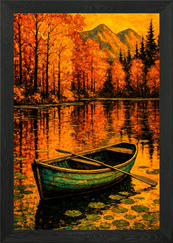 Quadro autunno lago con - autunno,
