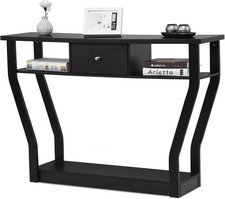 Tavolo Consolle in Legno, Consolle Con Cassetto E Ripiani, Tavolo D'Ingresso Mul