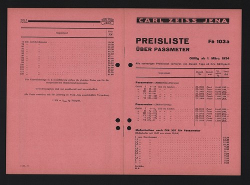 Jena listino prezzi 1934 - listino,
