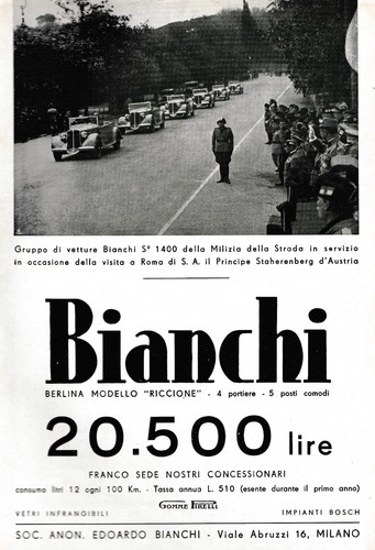 Pubblicita 1936 auto bianchi - 1936,