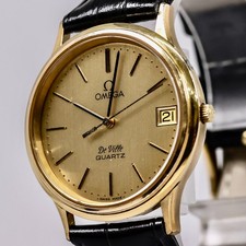 **Ecc+5** Vintage 1979 OMEGA De Ville Cal.1332 Quarzo Corona a Spinta Oro 33mm Uomo