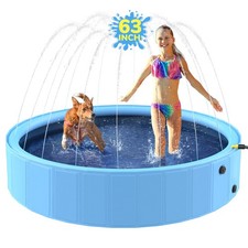 63 Piscina per Cani Pieghevole, Irrigatore Piscina per Bambini, Antiscivolo Resistente Cani Splas...