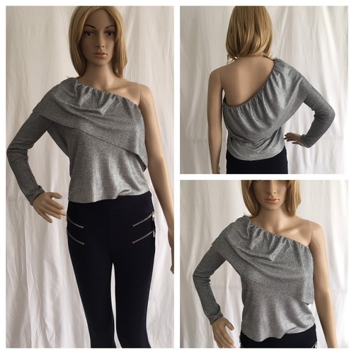 Zara top argento lucido scollo - top,