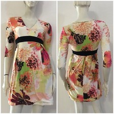 ANNARITA N Vestito abito bianco fantasia colorata multicolore Tg IT 40