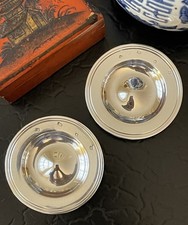 Rara coppia di piatti da portata Petite Asprey inglese argento sterling Armada 2,25” c1998