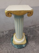 COLONNA LEGNO LACCATA - CAPITELLO RIGATURE E BASE MARMO VERDE - 1960 EMILIA