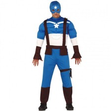 Costume Supereroe cosplay carnevale tuta per adulti capitan america TG48/50
