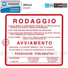 ETICHETTA ADESIVO SCRITTA RODAGGIO ORIGINALE PIAGGIO VESPA VINTAGE MIX 2%