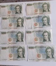 LOTTO 8 BANCONOTE 5000 LIRE - BANCA D’ITALIA