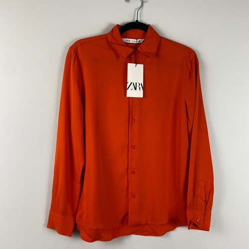 Camicia zara arancione raso - zara,