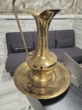 Teliera Brocca Vaso Con Piatto Tutto In Ottone vintage 