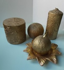 Set di 4 Maxi Candele Dorate Natalizie, mai accese, decorative