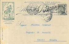Cartolina pubblicitaria AIMETTI PORRINI & C. Milano. Viaggiata 1927