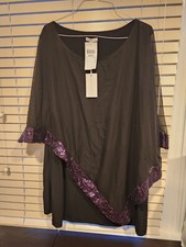 Baylis & May Blouse, Purple, Sequin Fringe, Euro Size 60/US Size 48; $75 MSRP