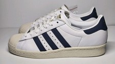 Deadstock 2017 Adidas Originals Superstar anni 80 bianco navy BZ0145 senza scatola US7
