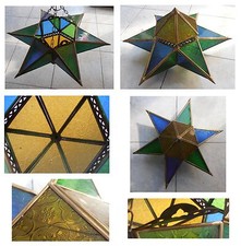 Lampada grande stella cm 60 vetri colorati artigianato Africa Marocco