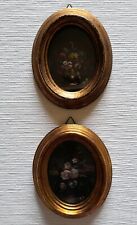 QUADRETTI ANTICHI OVALI DIPINTI FLOREALI FIRMATI