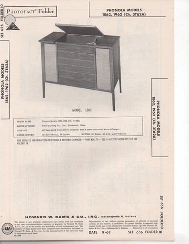 1963 phonola 1862 - 1962, radio