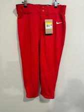 Pantaloni Nike Softball Donna S Rosso Logo Swoosh Gamba Dritta Vita Alta Atletici