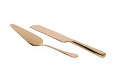Set 2 Pezzi Posata Paletta con Coltello per Dolce Colore Oro