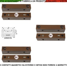 Sensore Magnetico Antifurto 3 Pezzi Morsetti Serrafilo Allarme x Porte Alluminio