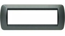 BTICINO L4807AC LIVING INTERNATIONAL PLACCA 7 MODULI ACCIAIO SCURO 