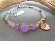 ???BRACCIALE DONNA PIETRE NATURALI DURE LILLA , BRILLANTINI  21 CM. N.44??