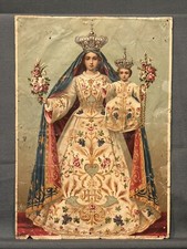 Stampa Oleografica della Madonna di Canneto di Settefrati del XIX sec originale