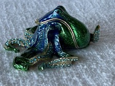 Octopus Blue Trinket Box By Ciel Collectables. Hand Set Swarovski Crystals